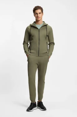 Active Regular-Fit Hoodie mit Reißverschluss und Jacquard-Streifen