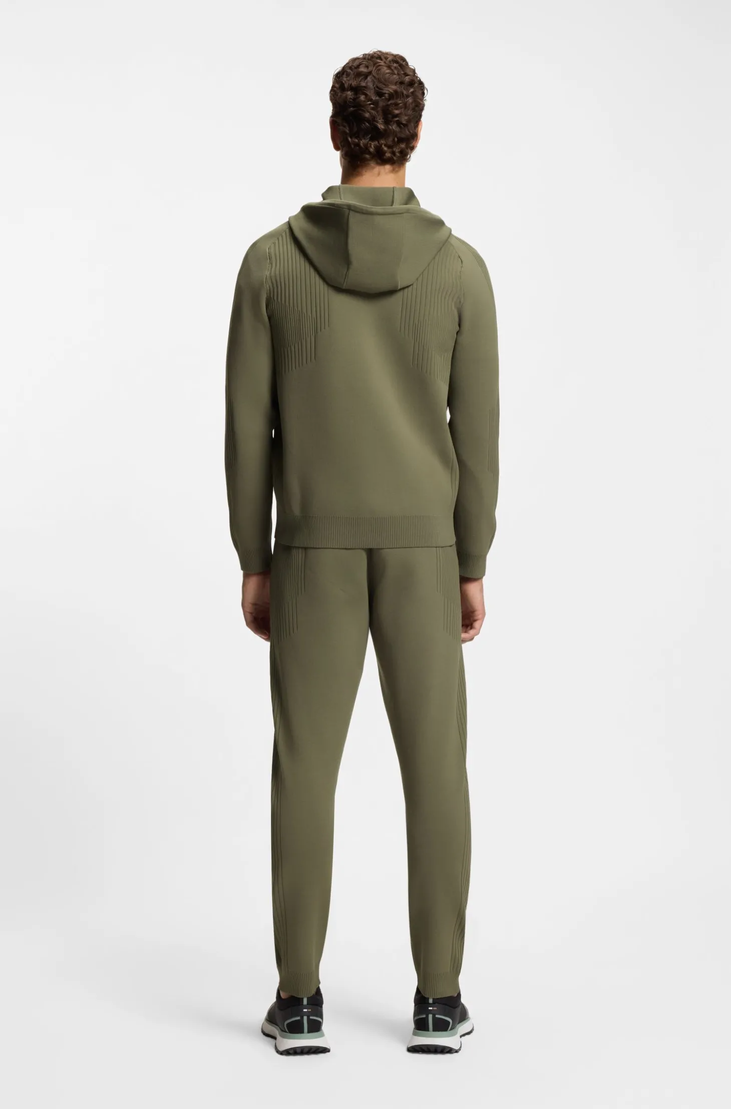 Active Regular-Fit Hoodie mit Reißverschluss und Jacquard-Streifen