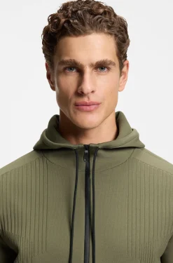 Active Regular-Fit Hoodie mit Reißverschluss und Jacquard-Streifen