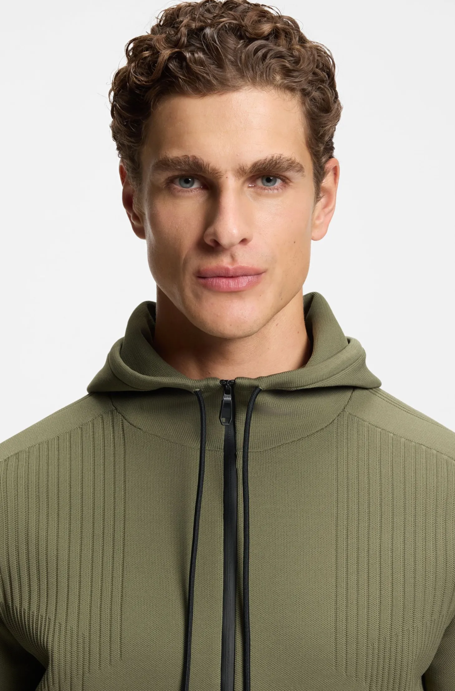 Active Regular-Fit Hoodie mit Reißverschluss und Jacquard-Streifen