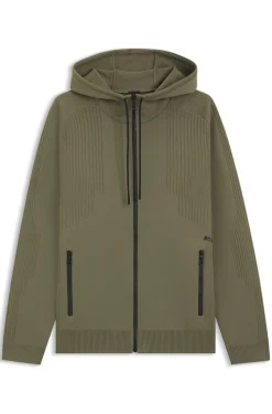 Active Regular-Fit Hoodie mit Reißverschluss und Jacquard-Streifen
