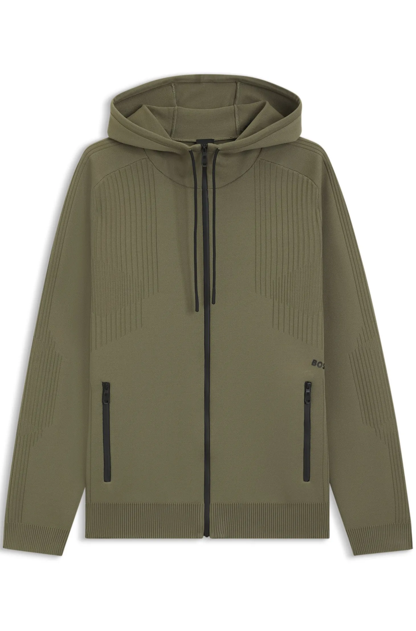 Active Regular-Fit Hoodie mit Reißverschluss und Jacquard-Streifen