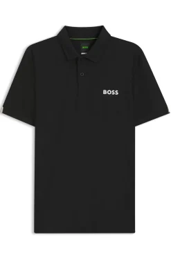 Active Slim-Fit Poloshirt aus gestreiftem Jersey mit Vierwege-Stretch