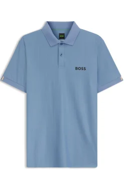 Active Slim-Fit Poloshirt aus gestreiftem Jersey mit Vierwege-Stretch