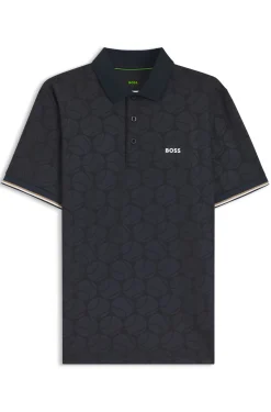 Active Slim-Fit Poloshirt mit geprägtem Tennisball-Muster