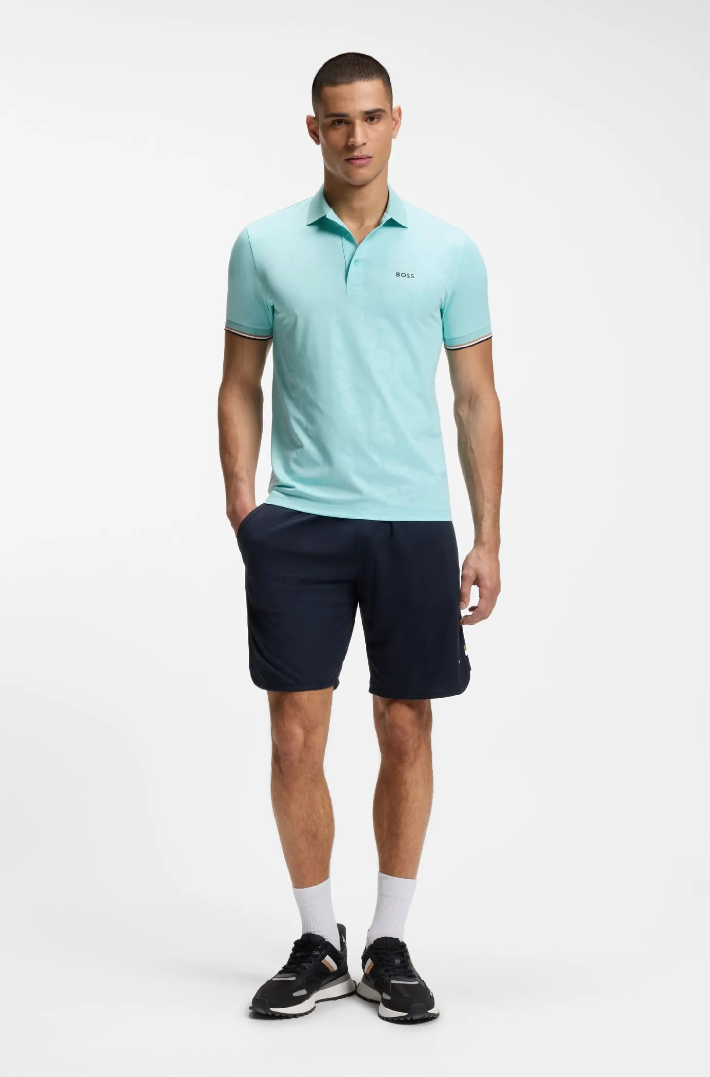 Active Slim-Fit Poloshirt mit geprägtem Tennisball-Muster