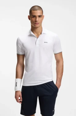 Active Slim-Fit Poloshirt mit geprägtem Tennisball-Muster