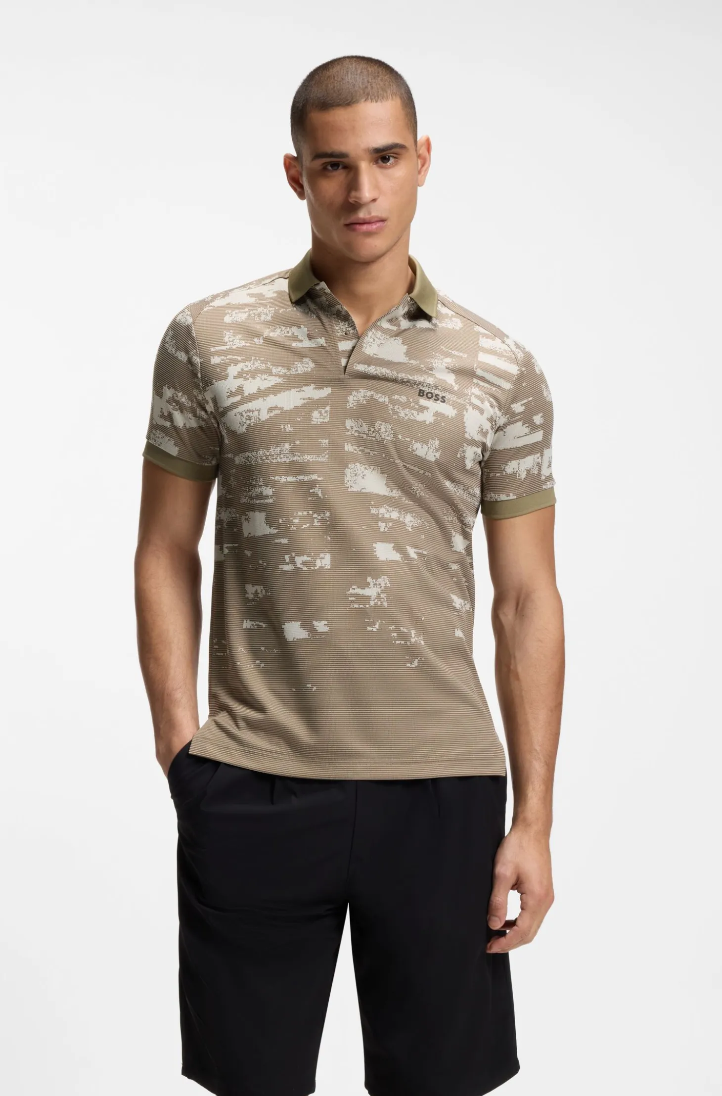 Active Slim-Fit Poloshirt mit Jacquard-Muster