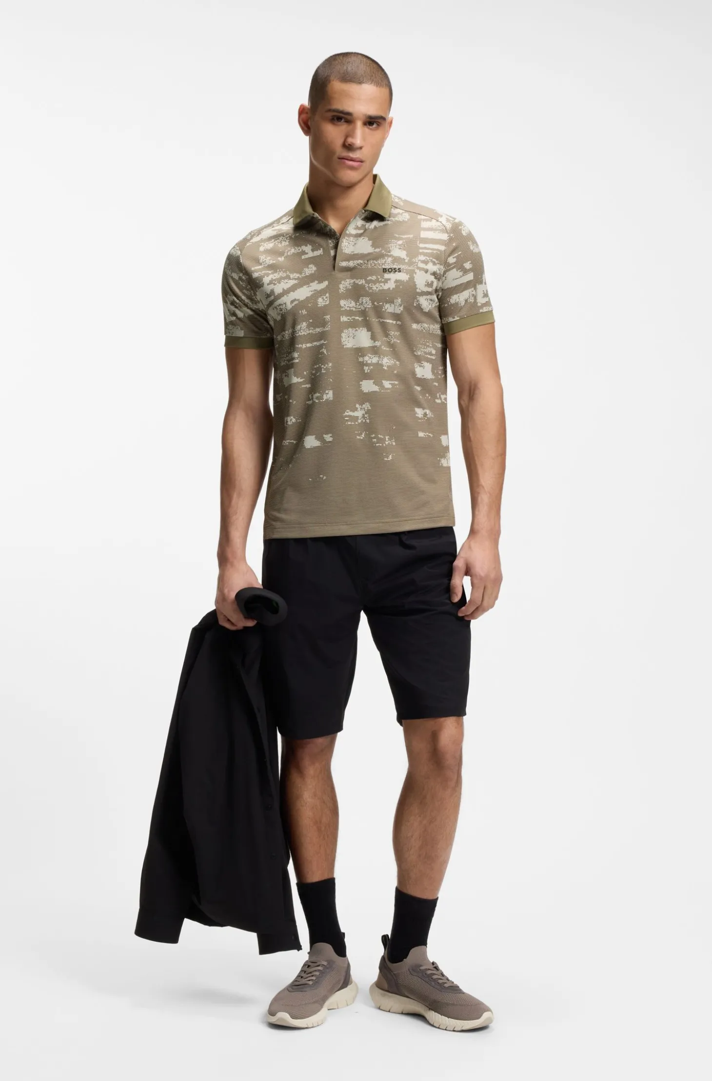 Active Slim-Fit Poloshirt mit Jacquard-Muster