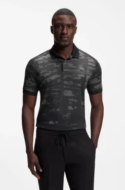 Active Slim-Fit Poloshirt mit Jacquard-Muster