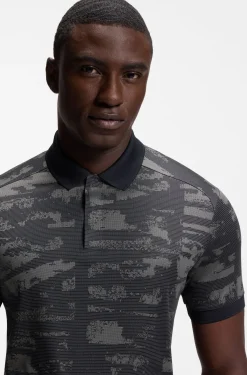 Active Slim-Fit Poloshirt mit Jacquard-Muster