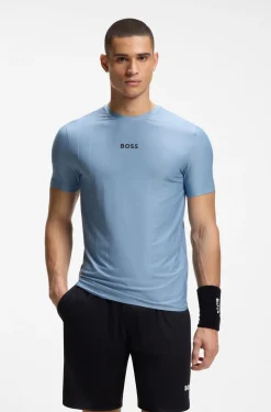 Active Slim-Fit T-Shirt mit Jacquard-Streifen und Logo-Print