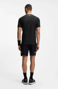 Active Slim-Fit T-Shirt mit Jacquard-Streifen und Logo-Print