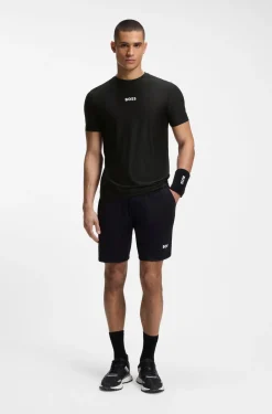 Active Slim-Fit T-Shirt mit Jacquard-Streifen und Logo-Print