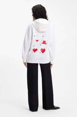 All-gender Hoodie aus Baumwoll-Terry mit Origami-Herz-Artwork