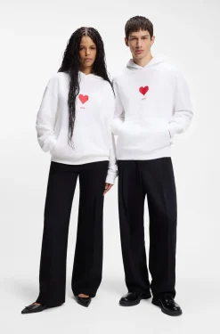 All-gender Hoodie aus Baumwoll-Terry mit Origami-Herz-Artwork