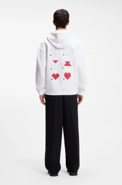 All-gender Hoodie aus Baumwoll-Terry mit Origami-Herz-Artwork