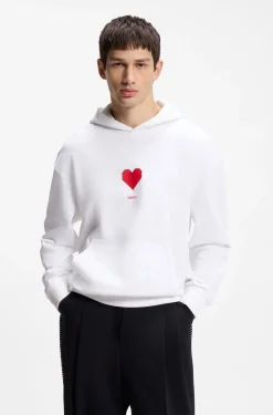 All-gender Hoodie aus Baumwoll-Terry mit Origami-Herz-Artwork