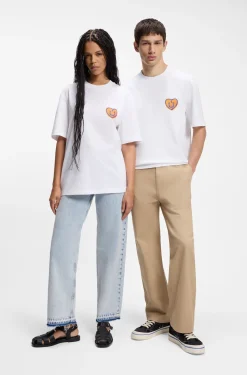 All-gender T-Shirt aus Baumwoll-Jersey mit Herz-Logo