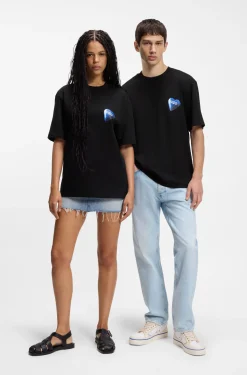 All-gender T-Shirt aus Baumwoll-Jersey mit Herz-Logo
