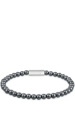 Armband aus Hämatitperlen mit Logo-Verschluss
