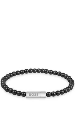 Armband aus Hämatitperlen mit Logo-Verschluss