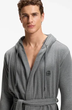 Bademantel aus Baumwoll-Jersey mit Kapuze und Double-B-Monogramm