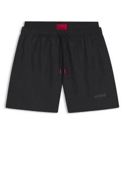 Badeshorts mit doppeltem Bund und Logo-Details