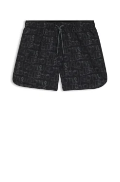 Badeshorts mit saisonalem Print und abgerundetem Saum