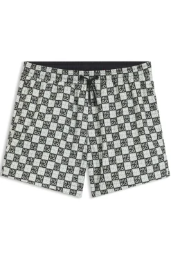Badeshorts mit Schachbrett-Logos