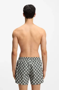 Badeshorts mit Schachbrett-Logos