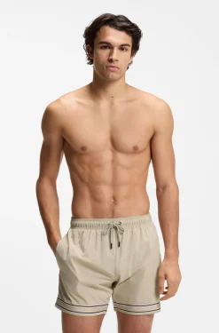 Badeshorts mit Tunnelzug aus Stretch-Gewebe und Bandbesatz