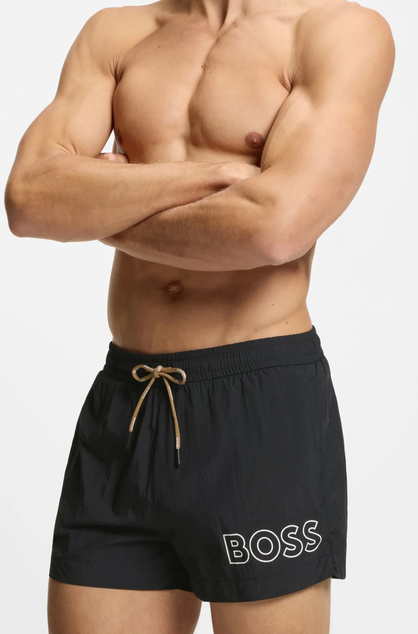 Badeshorts mit Umriss-Logo-Print