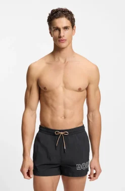 Badeshorts mit Umriss-Logo-Print
