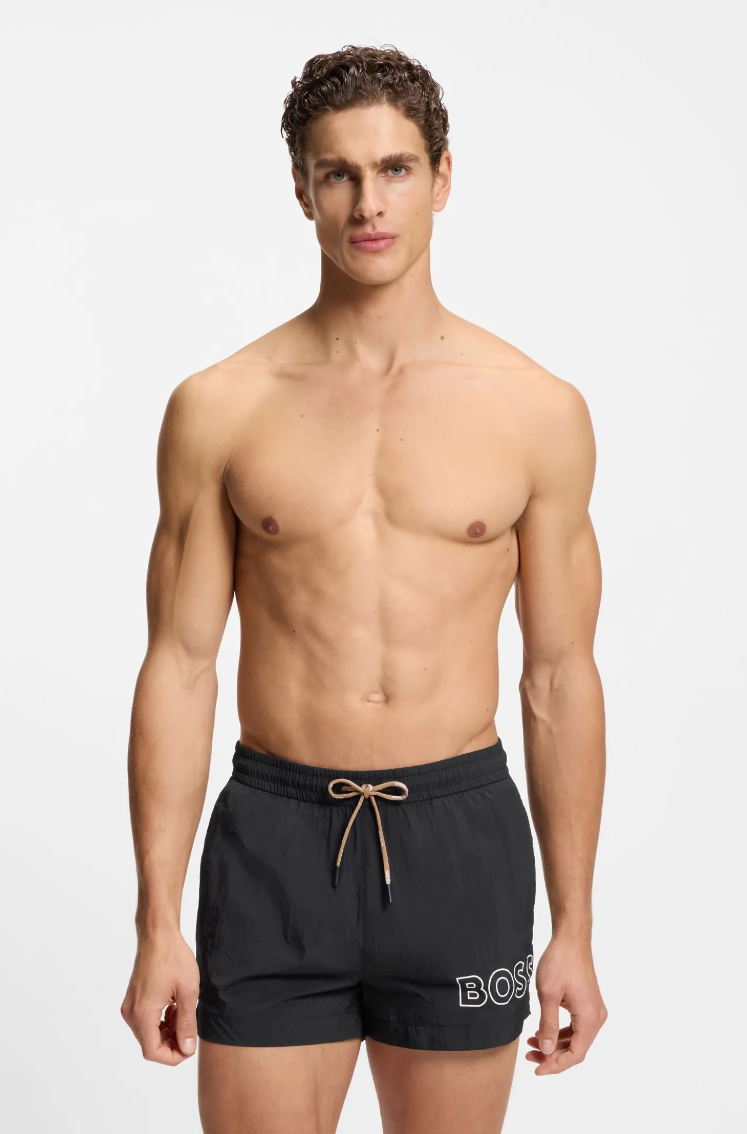 Badeshorts mit Umriss-Logo-Print