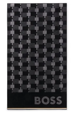 Badetuch aus Baumwoll-Samt mit geometrischem Jacquard-Muster
