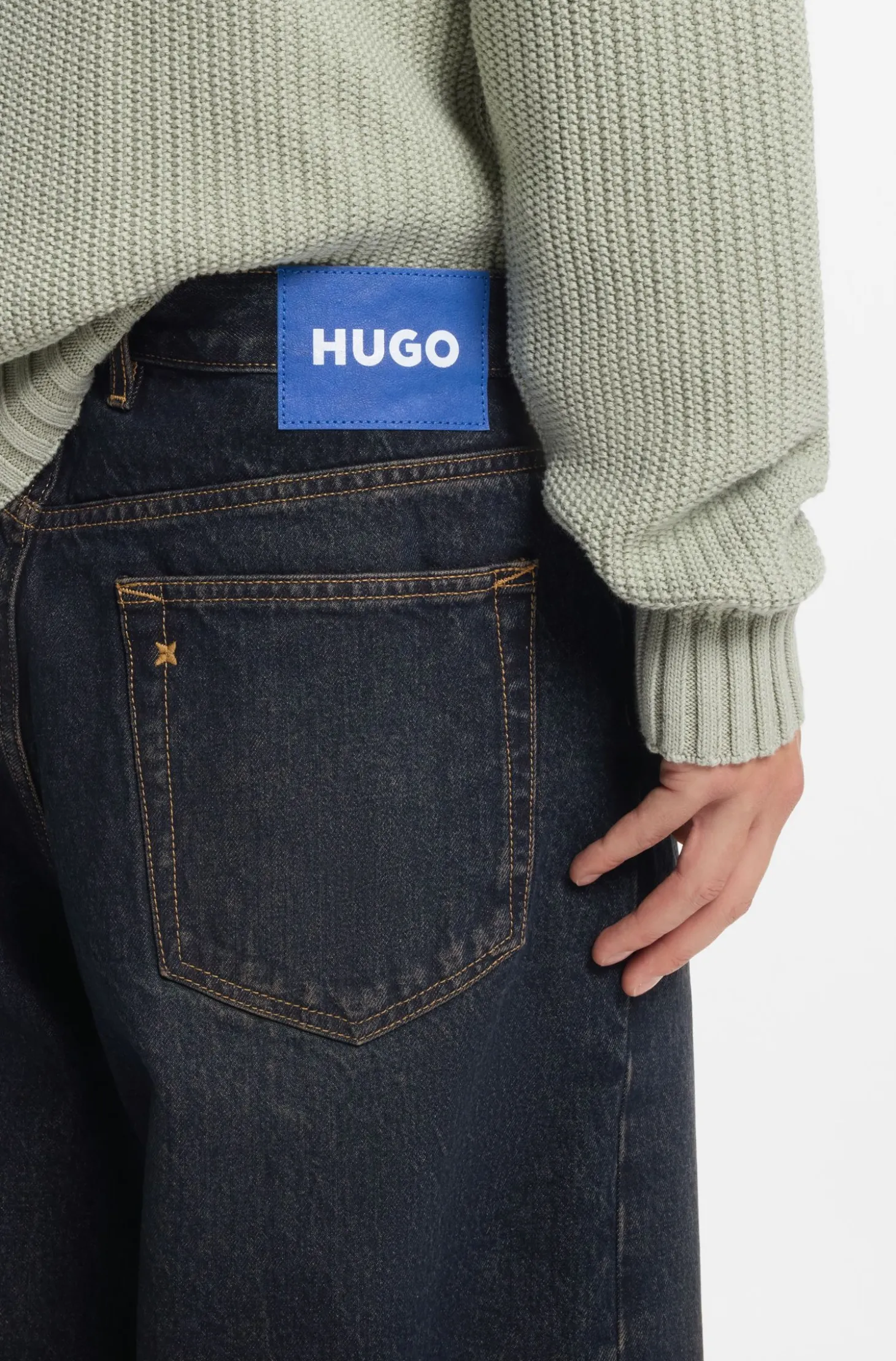 Baggy-Fit Jeans aus blauem Denim mit Vintage-Waschung