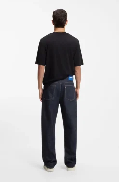 Baggy-Fit Jeans aus dunkelblauem Denim mit Rinse-Waschung