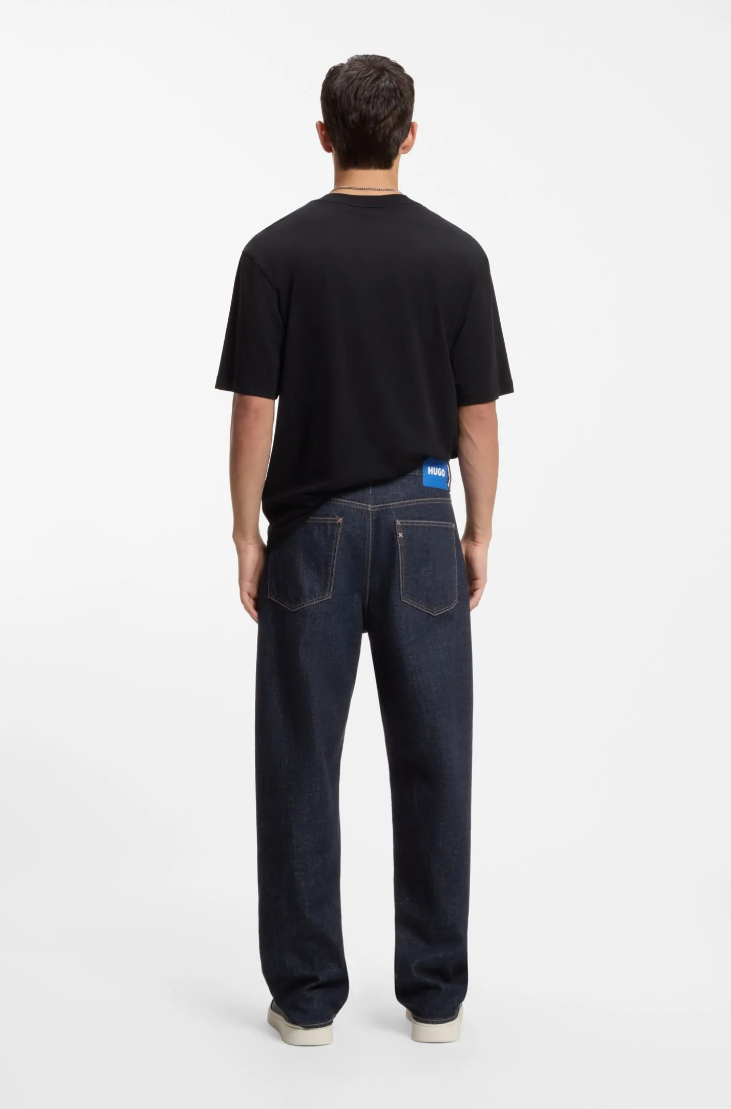 Baggy-Fit Jeans aus dunkelblauem Denim mit Rinse-Waschung