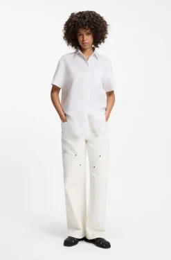 Baggy-Fit Jeans aus festem Denim in Ecru