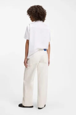 Baggy-Fit Jeans aus festem Denim in Ecru