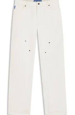 Baggy-Fit Jeans aus festem Denim in Ecru