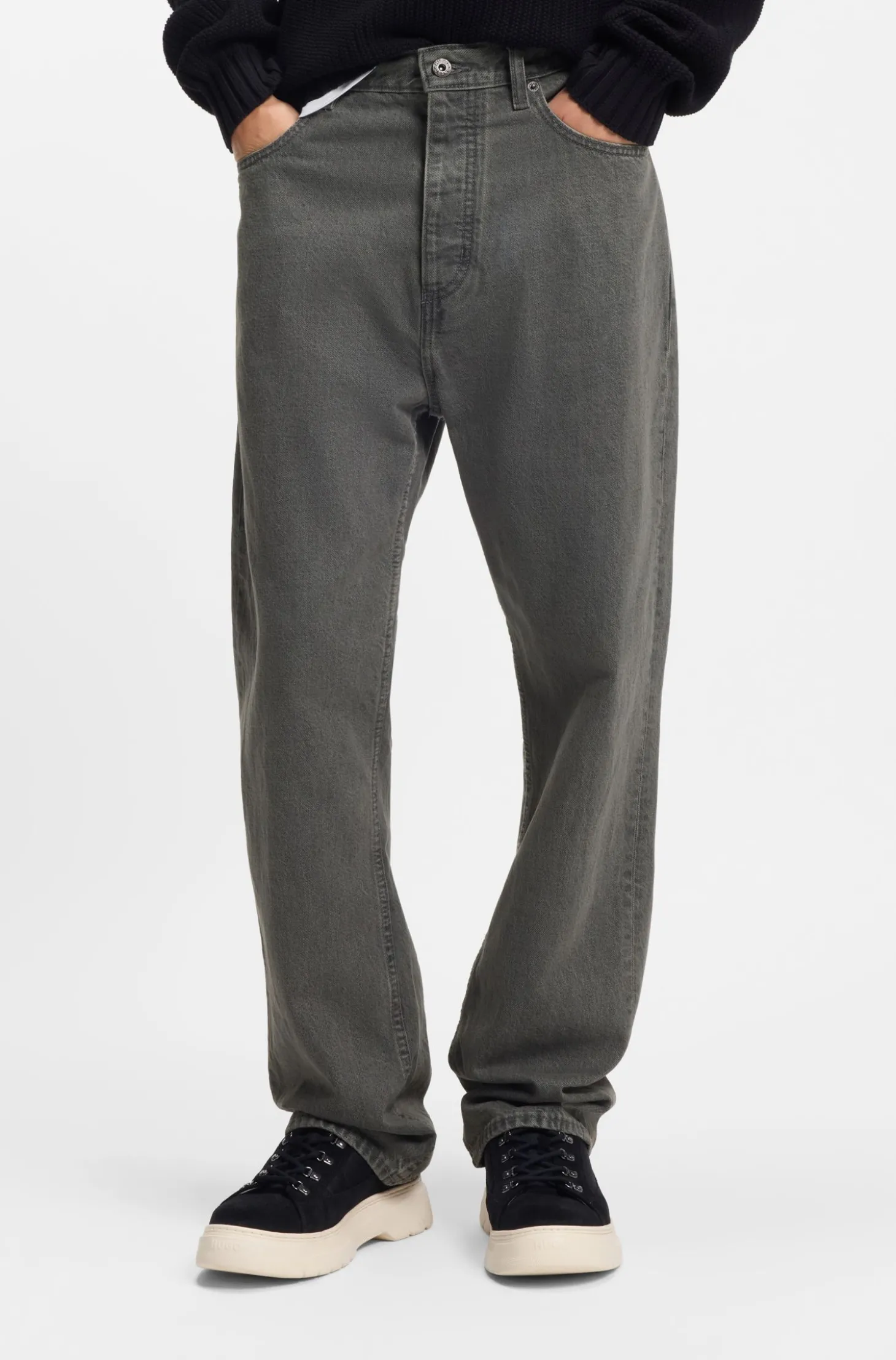 Baggy-Fit Jeans aus grauem Denim