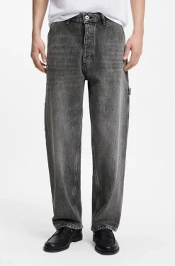 Baggy-Fit Jeans in Schwarz mit Carpenter-Details