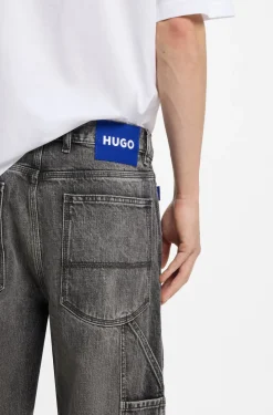 Baggy-Fit Jeans in Schwarz mit Carpenter-Details