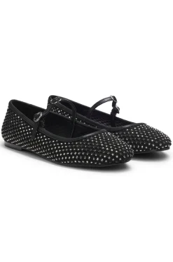 Ballerinas aus Glitzer-Mesh mit Schnallenriemen