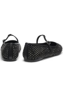 Ballerinas aus Glitzer-Mesh mit Schnallenriemen