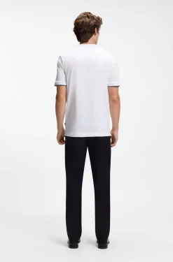 Baumwoll-T-Shirt mit Kontraststreifen an den Ärmelbündchen