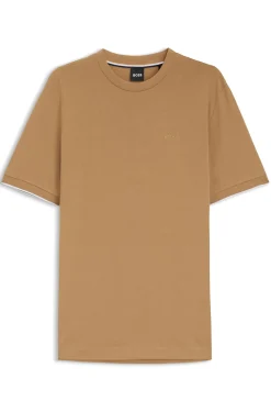 Baumwoll-T-Shirt mit Kontraststreifen an den Ärmelbündchen
