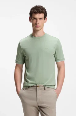 Baumwoll-T-Shirt mit Kontraststreifen an den Ärmelbündchen